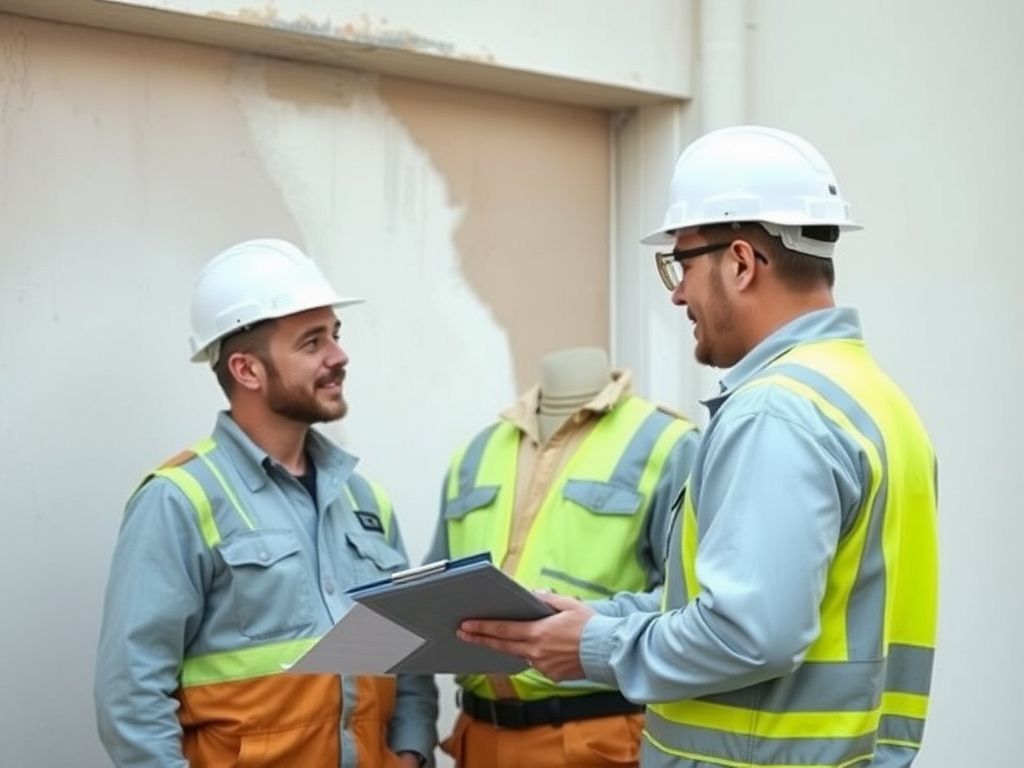 Technician inspecting overspray-affected surfaces before providing a quote